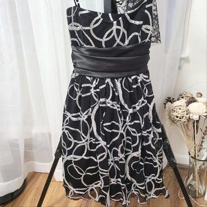 NWT Gorgeous Silver Sequin on Black Dress - Voluminous Layers, No Zipper